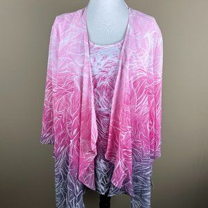 Allison Daley NWT Cardigan Duster Sweater Set Size L (14) Pink White Blue Ombre